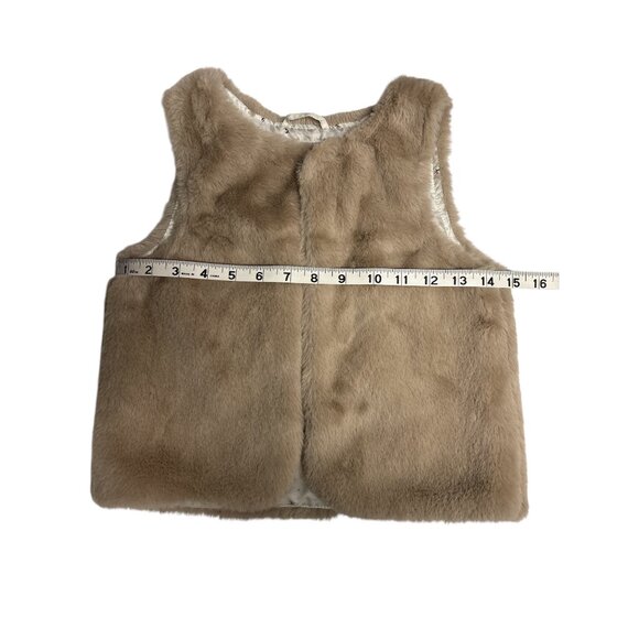 H&M Girls Beige Faux Fur Vest Lined With Floral Print Size 6-8Y - Picture 5 of 6